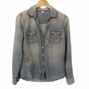 J Crew Chambray Button Up Blouse